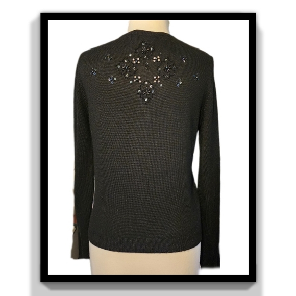 BCBGMaxAzria Silk & Cashmere Beaded Cardigan - Picture 5 of 15